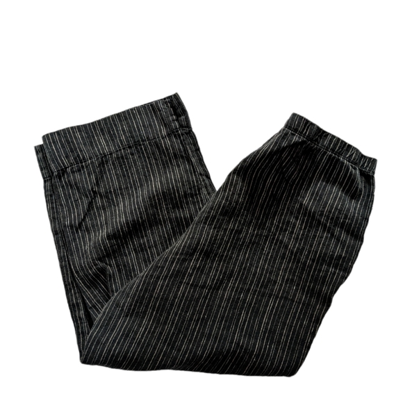 J. Jill Love Linen Black & White Stripe Wide Leg Crop Pants - Picture 9 of 9